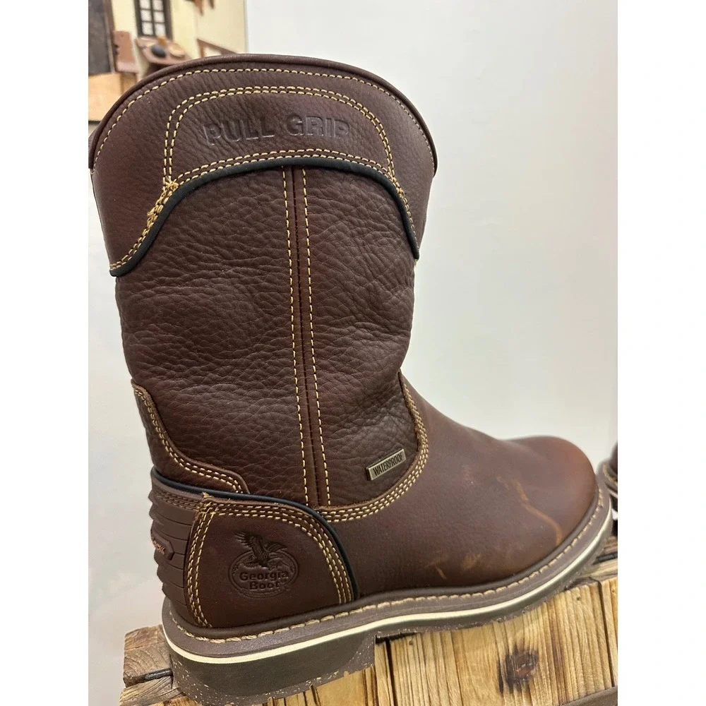 Georgia Boot GB00516 Eagle One Waterproof Pull-On‎ Work Boots Brown Leather EH